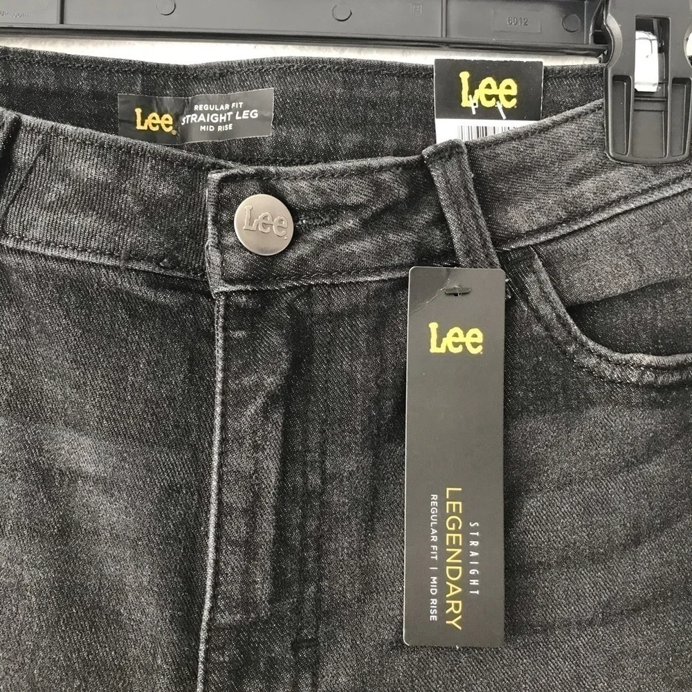 New! Lee Legendary Straight Leg Washed Black Jeans 12 Short